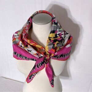 BCBGMaxAzria Pink Abstract Floral Square Scarf